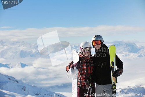 Image of people group on snow at winter season