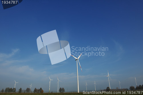 Image of wind turbine generating eco electricity
