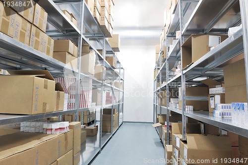 Image of medical factory  supplies storage indoor