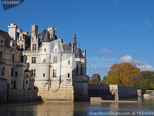 Image of Chenonceau castle in fall , Loire valley , France