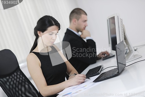 Image of business people group working in customer and help desk office