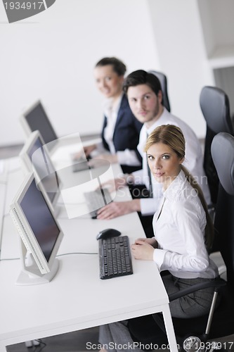 Image of business people group working in customer and help desk office