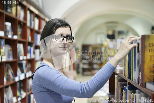 Image of female in library