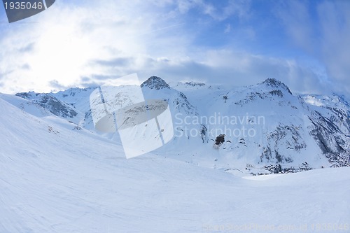 Image of High mountains under snow in the winter