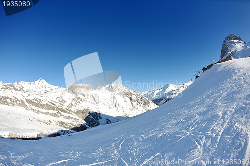 Image of High mountains under snow in the winter