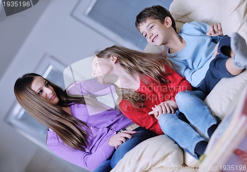 Image of happy young family have fun at home