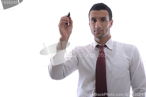 Image of business man draw with marker on empty space