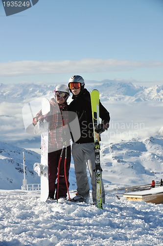 Image of people group on snow at winter season