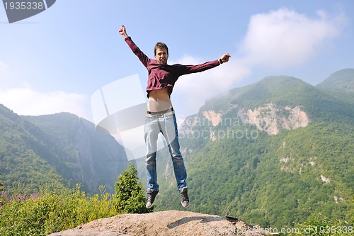 Image of man jump in nature