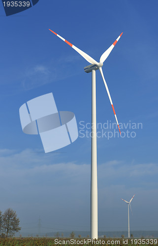 Image of wind turbine generating eco electricity