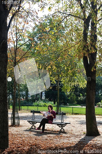 Image of tourist woman have fun in france