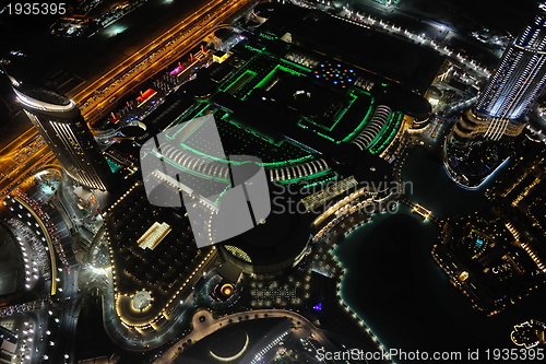 Image of Panorama of down town Dubai city at night