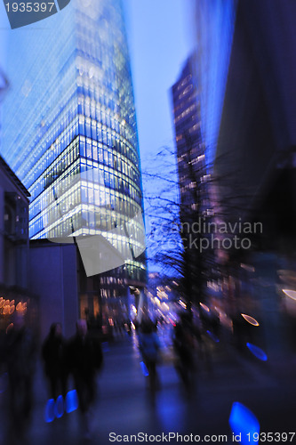 Image of City night with cars motion blurred light in busy street