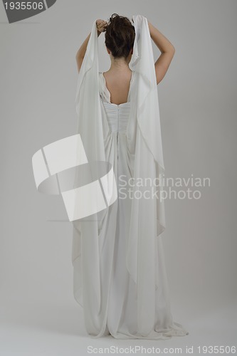 Image of Portrait of a beautiful woman dressed as a bride