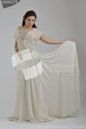 Image of Portrait of a beautiful woman dressed as a bride