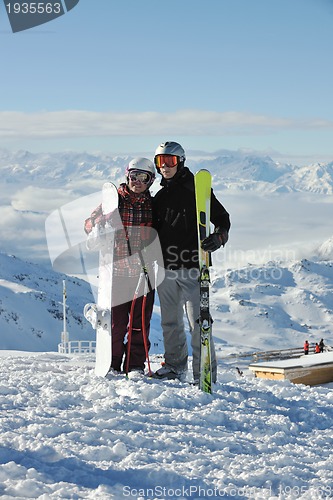 Image of people group on snow at winter season