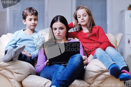 Image of happy young family have fun at home