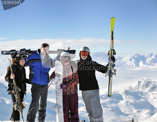 Image of people group on snow at winter season