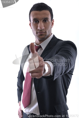 Image of Businessmen making his thumb up saying OK