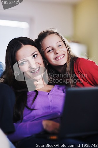 Image of happy young family have fun at home