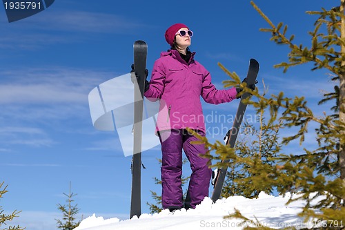 Image of winter woman ski