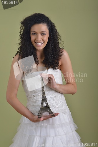 Image of Portrait of a beautiful woman dressed as a bride