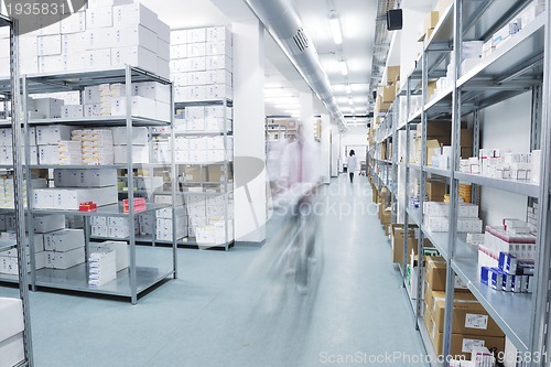 Image of medical factory  supplies storage indoor