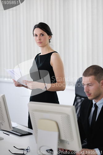 Image of business people group working in customer and help desk office