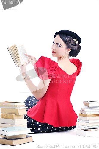 Image of beautiful young woman read book