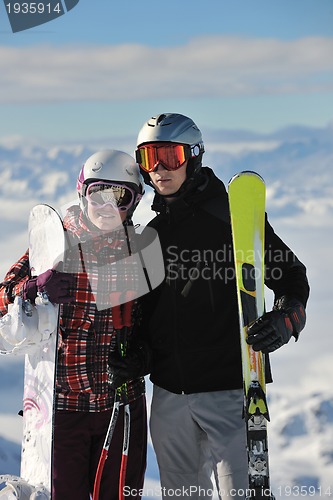 Image of people group on snow at winter season