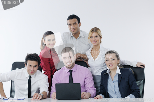 Image of Group of young business people at meeting