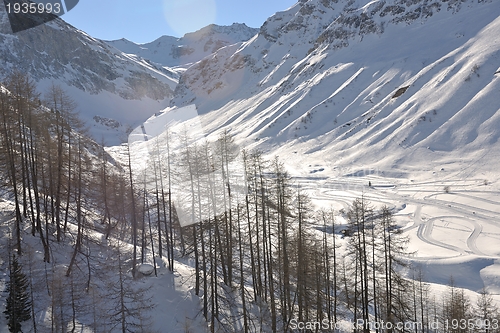 Image of High mountains under snow in the winter