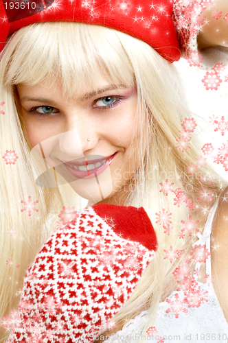 Image of santa helper girl #2 with snowflakes