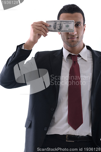 Image of Business man holding money