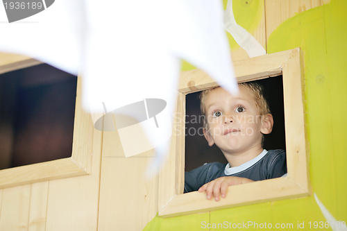 Image of happy child in a window