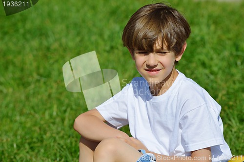 Image of happy kids group  have fun in nature