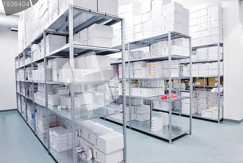 Image of medical factory  supplies storage indoor