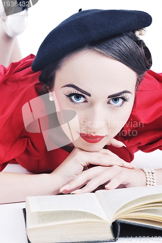 Image of beautiful young woman read book