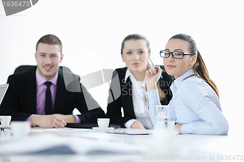 Image of Group of young business people at meeting