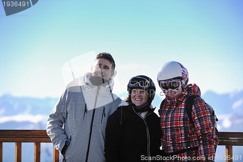 Image of people group on snow at winter season