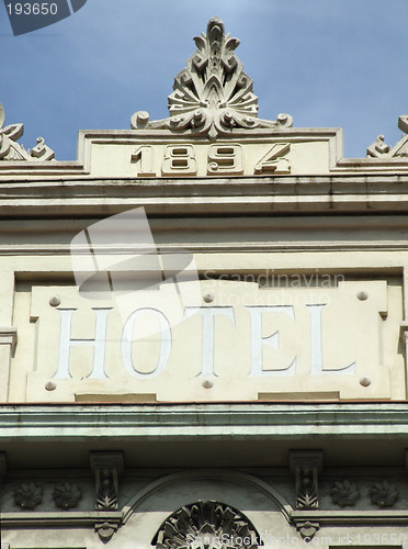 Image of Old hotel close-up