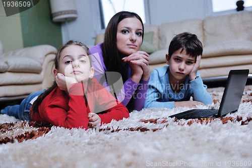 Image of happy young family have fun at home