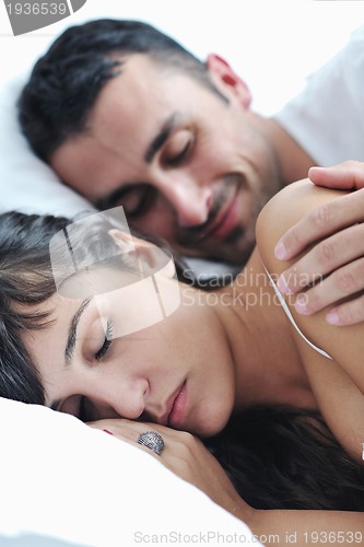 Image of young couple have good time in their bedroom