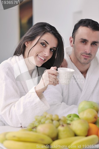 Image of young couple have fun in modern kitchen