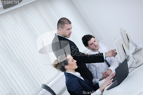 Image of business people group working in customer and help desk office