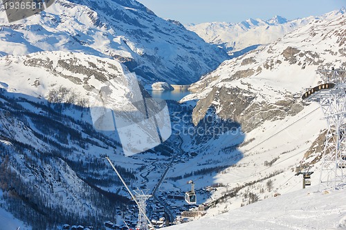 Image of High mountains under snow in the winter