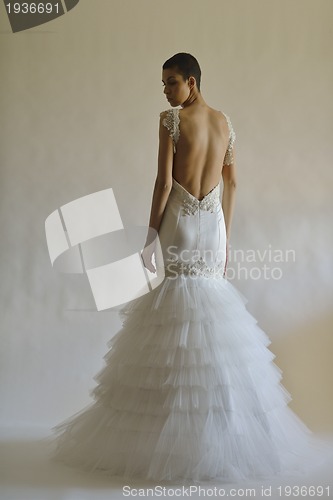 Image of Portrait of a beautiful woman dressed as a bride