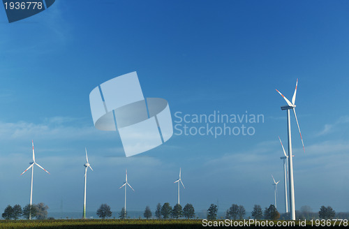 Image of wind turbine generating eco electricity