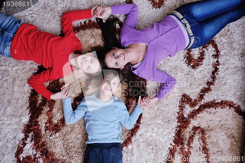 Image of happy young family have fun at home