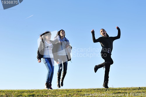 Image of group of teens have fun outdoor
